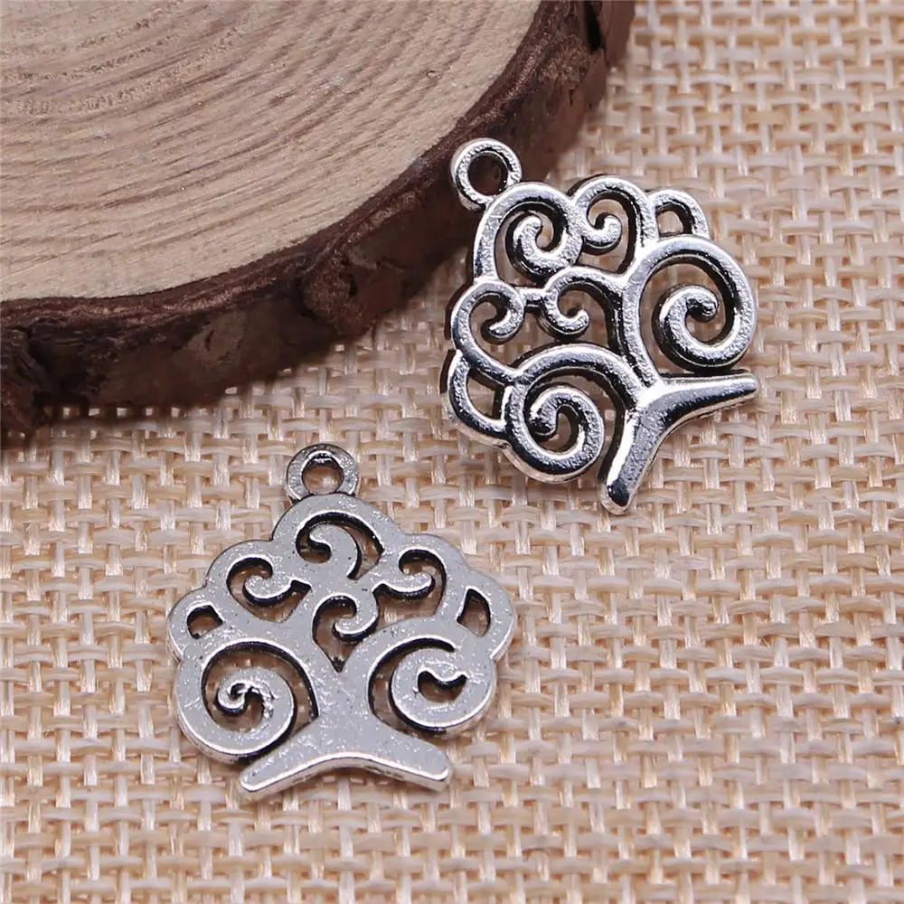 

Handmade Pendants For Jewelry Accessories 20pcs Tree Charms 17x19mm Antique Silver Plated