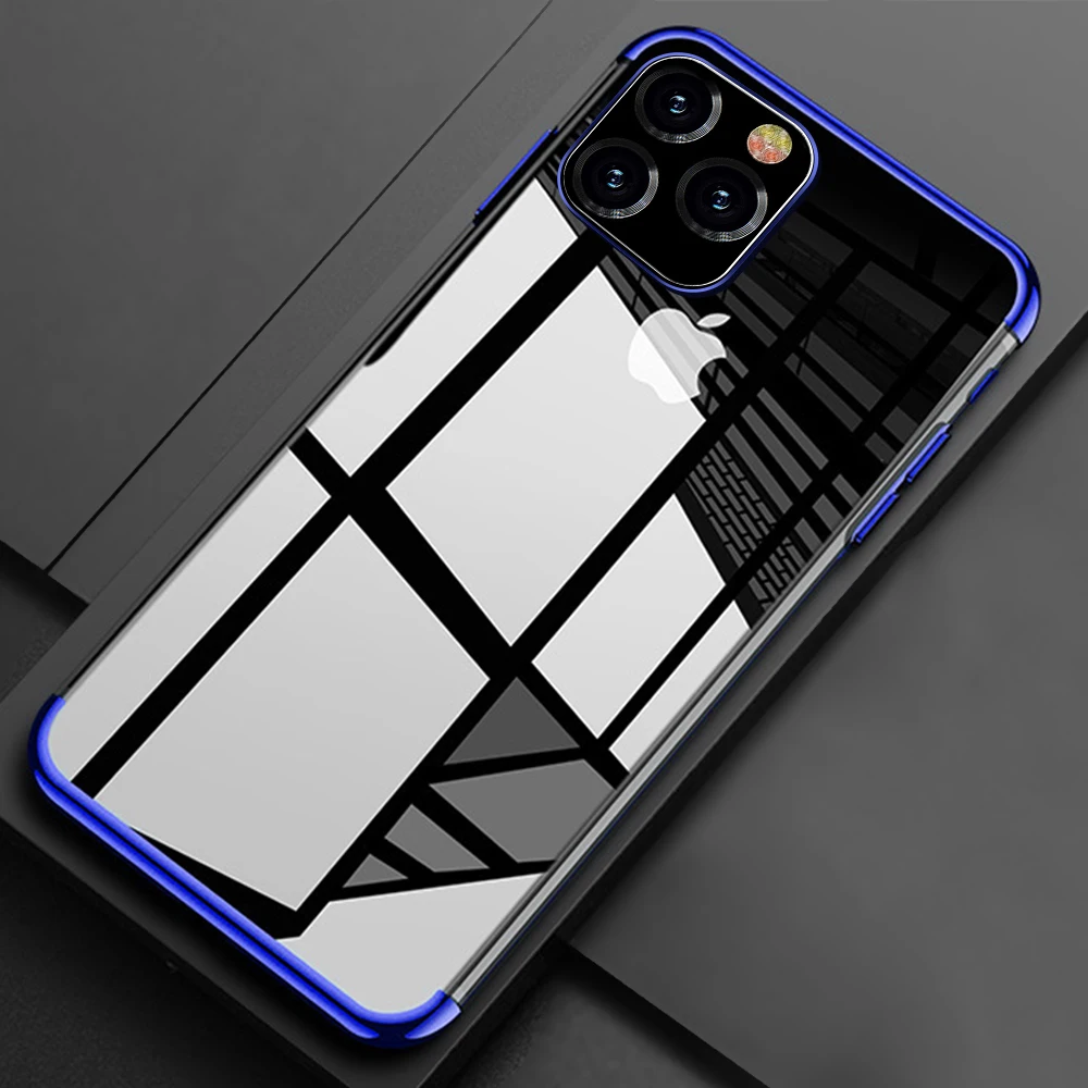 Blue Роскошный чехол для iPhone 11 ультратонкий, прозрачный чехол из ТПУ с резиновым покрытием для iPhone 11 Pro Max 11 силиконовый чехол - Цвет: Blue