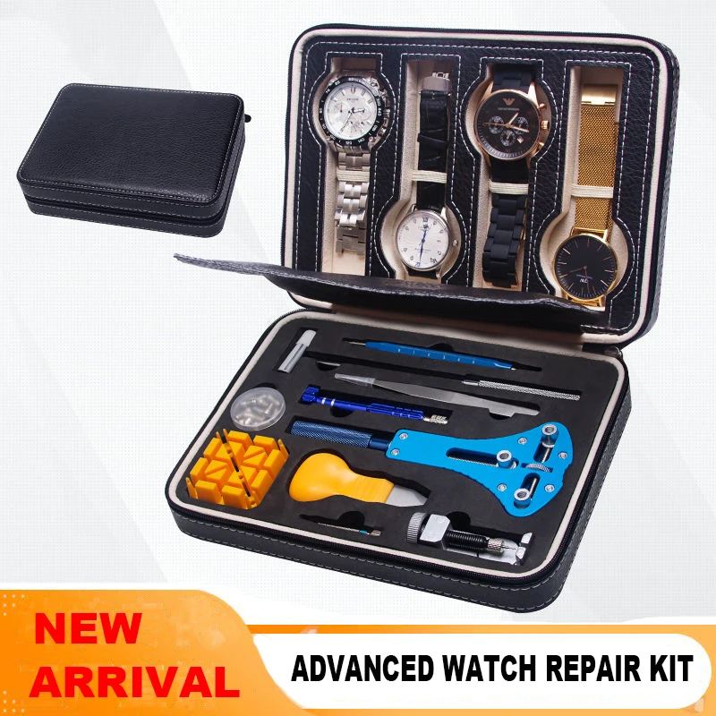 Набор инструментов для ремонта часов комплект из искусственной кожи Leater