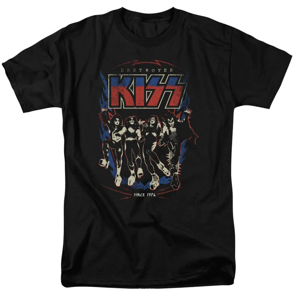 

KISS Rock Band DESTROYER Licensed Adult T-Shirt All Sizes Print Tee Shirt Men Short Sleeve top tee