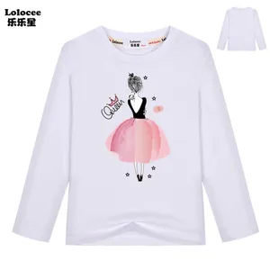 Imported Girls Ballet Dancer Girl Tshirt Queen Crown Kawaii Kids Clothes Birthday Gift Tops for Girls Long Sl