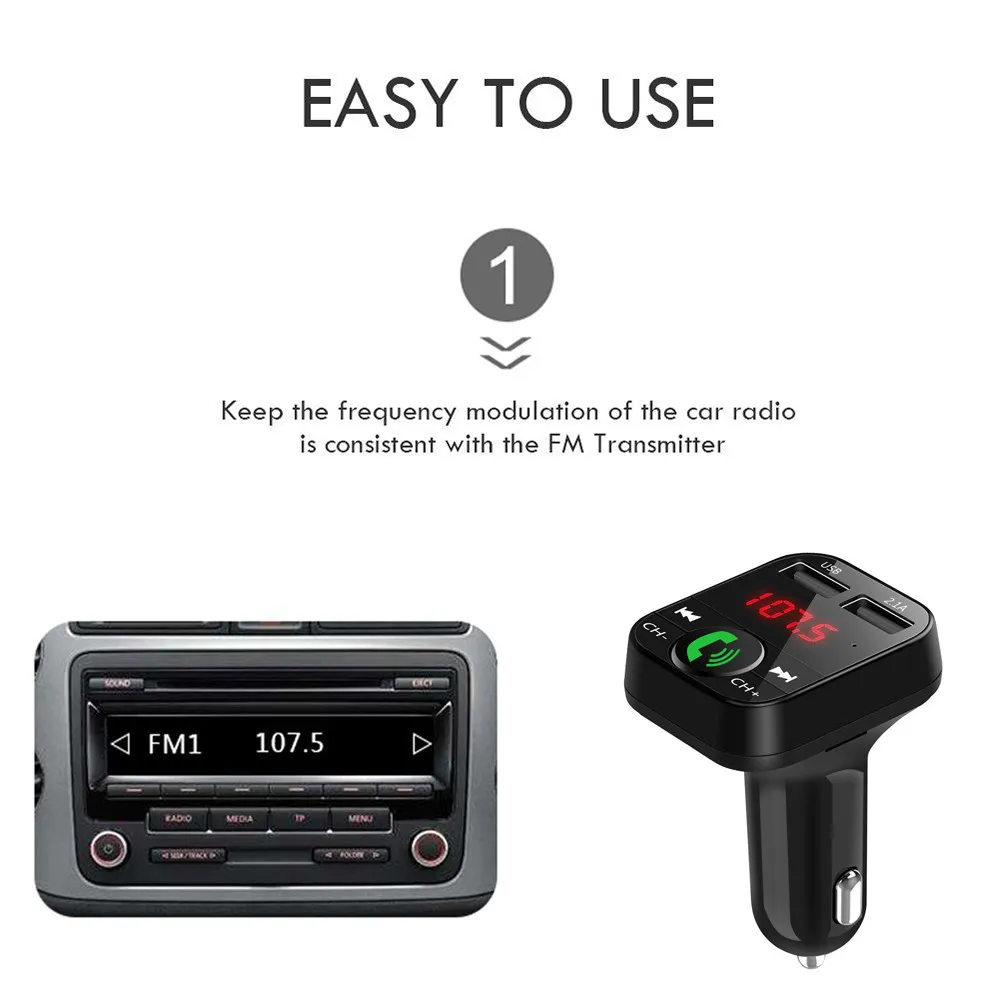 2020 Car MP3 Music Player Bluetooth 5.0 receiver FM transmitter Dual USB QC3.0 Charger U disk / TF Card lossless | Автомобили и