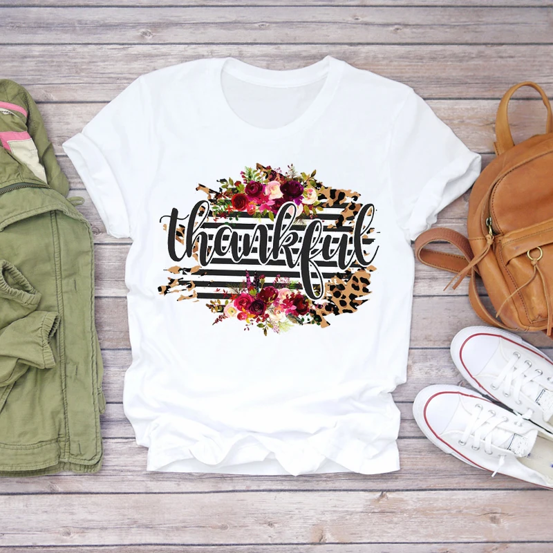 Женская леопардовая модная Осенняя футболка с цветочным принтом Счастливый