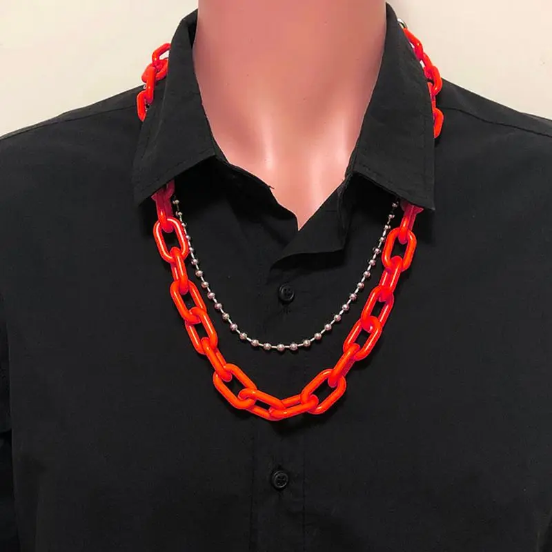 

Punk Biker Jeans Link Pants Keychain Double Acrylic Chunky Belt Chain Jewelry