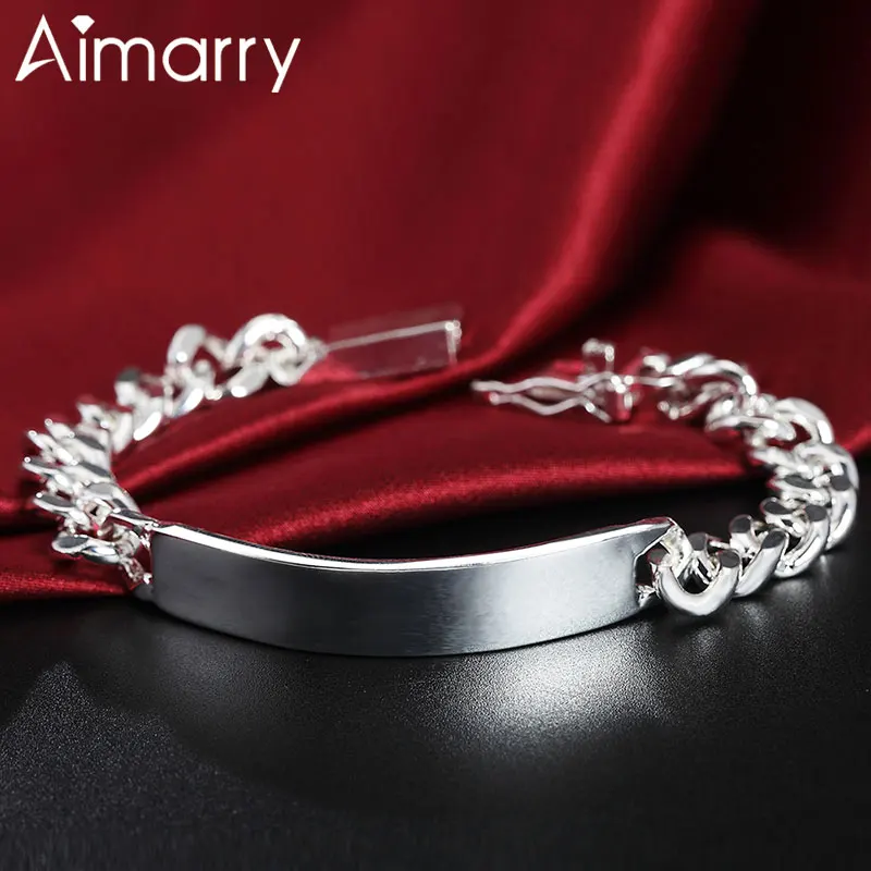 

Aimarry 925 Sterling Silver Fashion Jewelry 10mm Smooth Sideways Bracelet For Women Men Charm Party Birthday Wedding Gifts