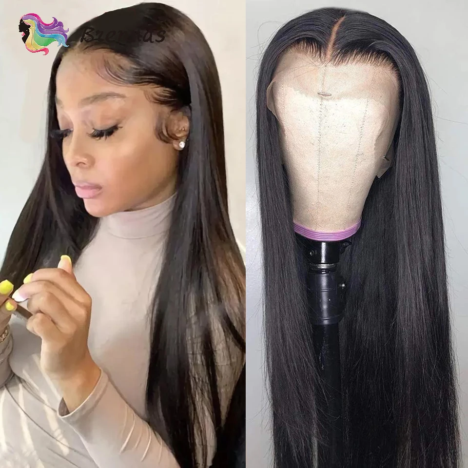 

Brennas Brazilian Straight Lace Front Human Hair Wigs 13x4 Lace Frontal Wigs Preplucked Hairline Baby Hair 4x4 Lace Closure Wigs