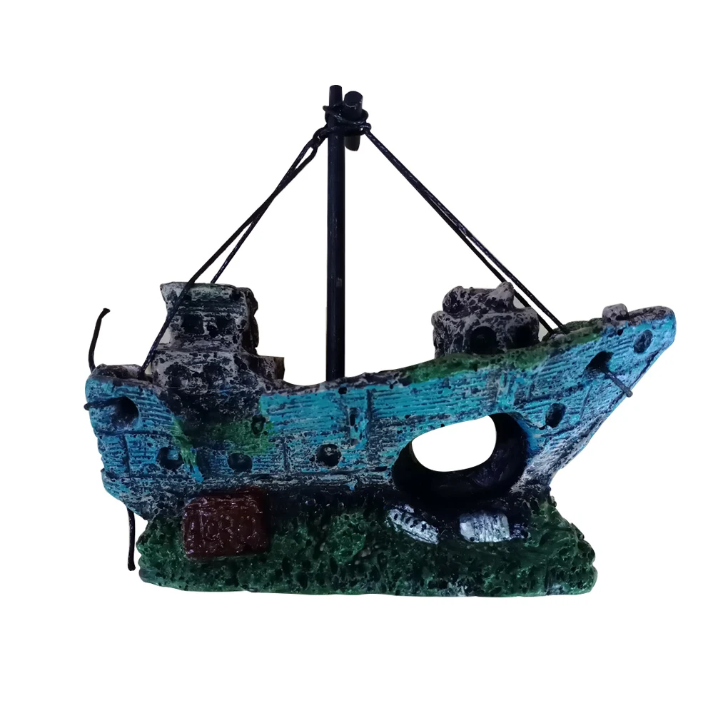 

High Quality 1PC Aquarium Fish Tank Landscape Pirate Ship Wreck Ship Decor Resin Boat Ornament Aquarium Decoration Accessories