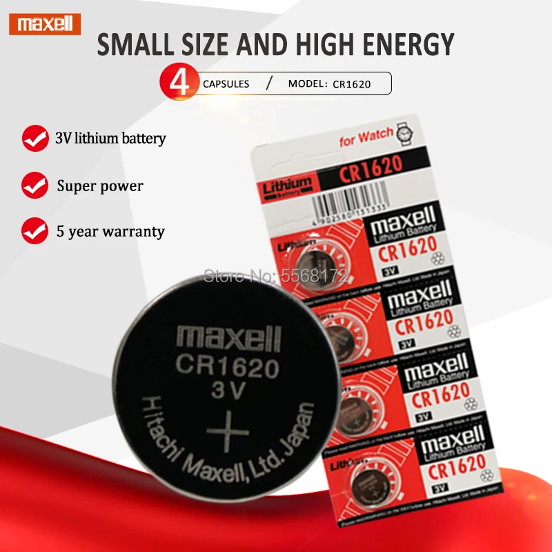 4 шт./лот оригинал для Maxell cr1620 кнопочные Аккумуляторы часов 3 В литиевая батарея CR