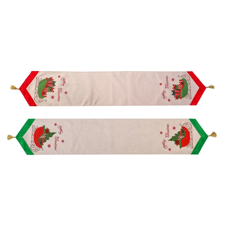 

2 Pcs Merry Christmas Table Runner For Holiday Table Decorations, Family Dinners, Outdoor Or Indoor Party