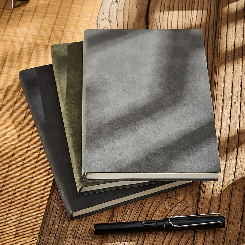

A4B5/A5 large Business diary leather soft copy Office Notebook Agenda Journal line pages Thicken Sheepskin Notepad 260 Sheets