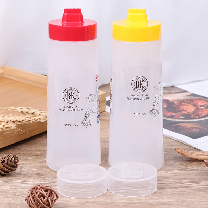 

300ml 4 Holes Sauce Bottle Safe Resin For Ketchup Jam Mayonnaise Olive Oil Squeeze Dispenser Cruet Kitchen Accessories Tools