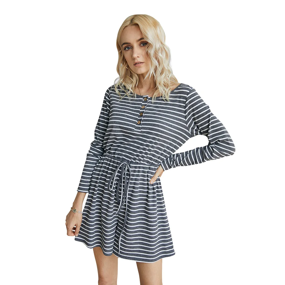 

striped print bodysuit women 2020 long sleeve officel lady women jumpsuit lace up streetwear round neck casual womens romper