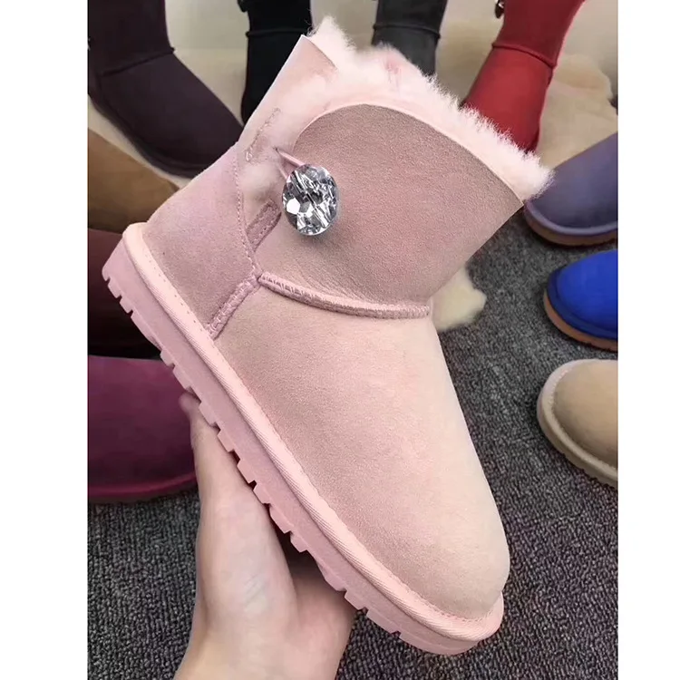 Light Pink as pic Модные зимние ботинки из натуральной овечьей кожи; классические женские ботинки в австралийском стиле; ботильоны с натуральным мехом; теплые шерстяные зимние ботинки; обувь - Цвет: Light Pink as pic