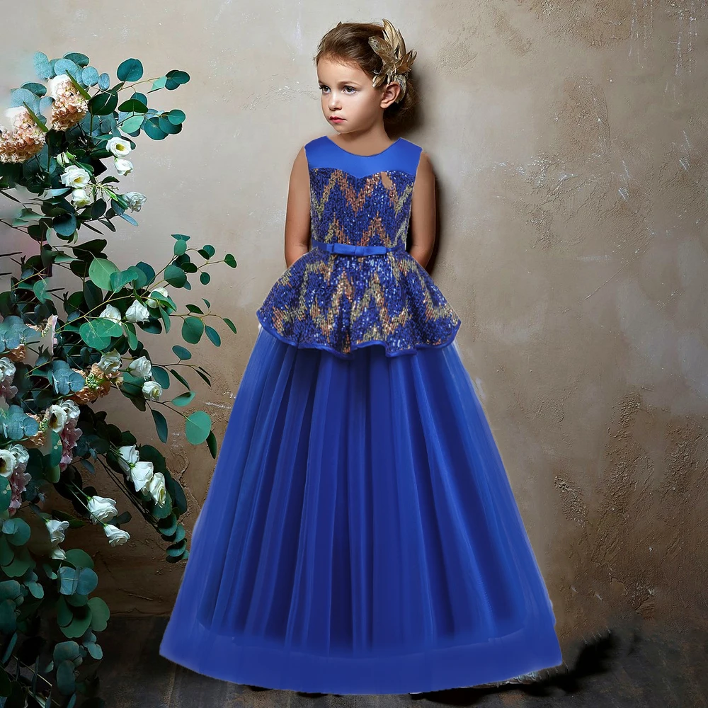 Детское платье с блестками для девочек вечернее принцессы на день рождения