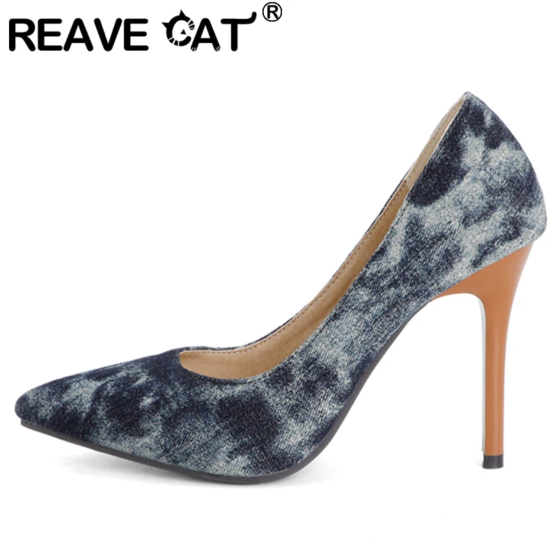 

Женские туфли-лодочки с острым носком REAVE CAT, новые стильные туфли на тонком высоком каблуке 10 см, экзотические удобные мягкие повседневные т...