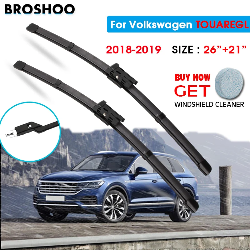 

Car Wiper Blade For Volkswagen TOUAREG 26"+21" 2018-2019 Windscreen Windshield Wipers Blades Window Wash Fit push button