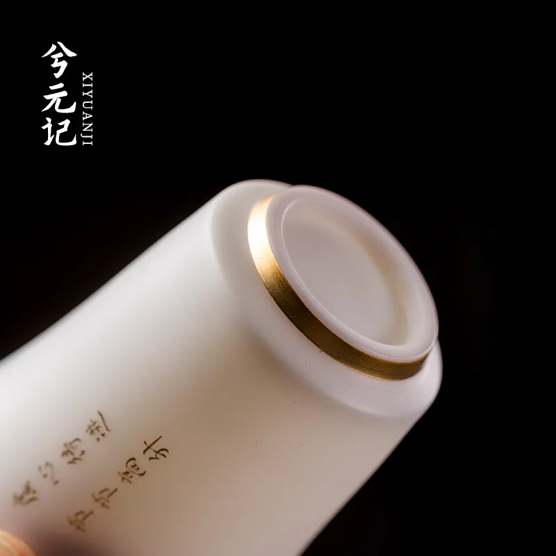 

cup suet jade thin foetus single cup white porcelain ceramic kung fu sample tea cup pine crane high-end gift boxes cups