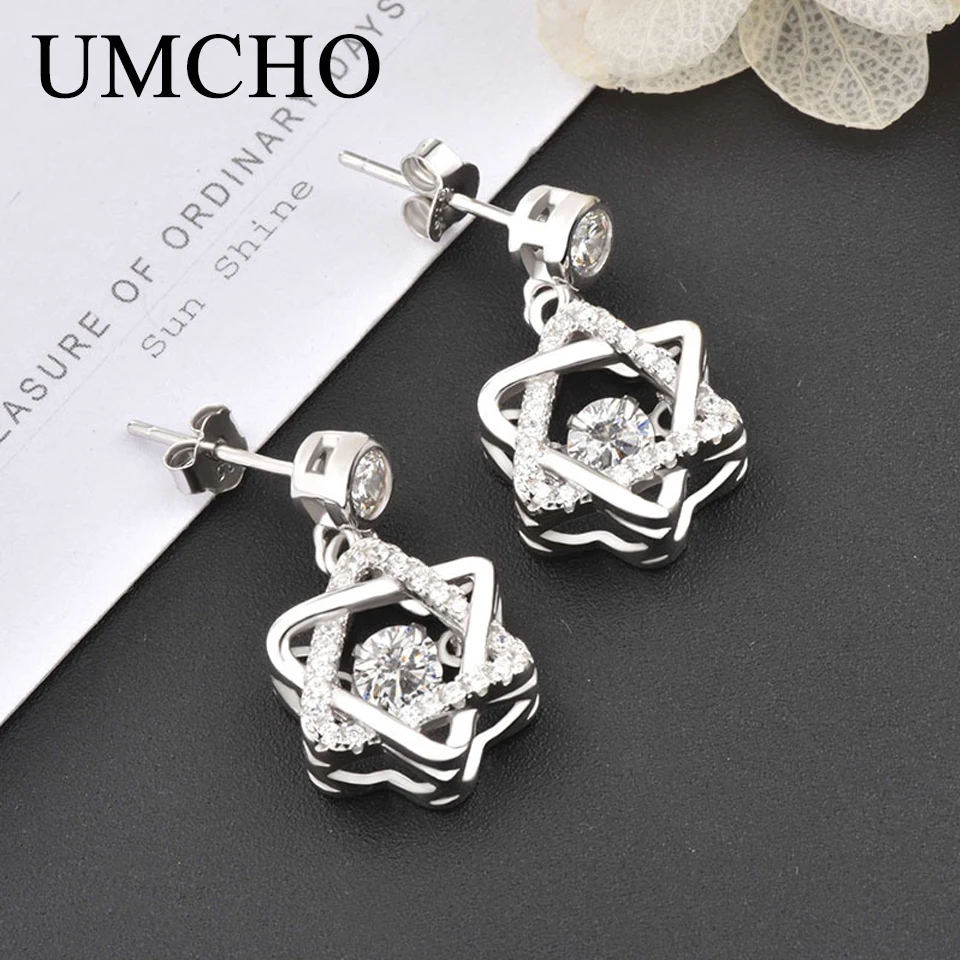 

UMCHO Fashion 925 Sterling Silver Stars Women Zircon Drop Earrings for Party Wedding Birthday Gifts Fine Jewelry Decorations