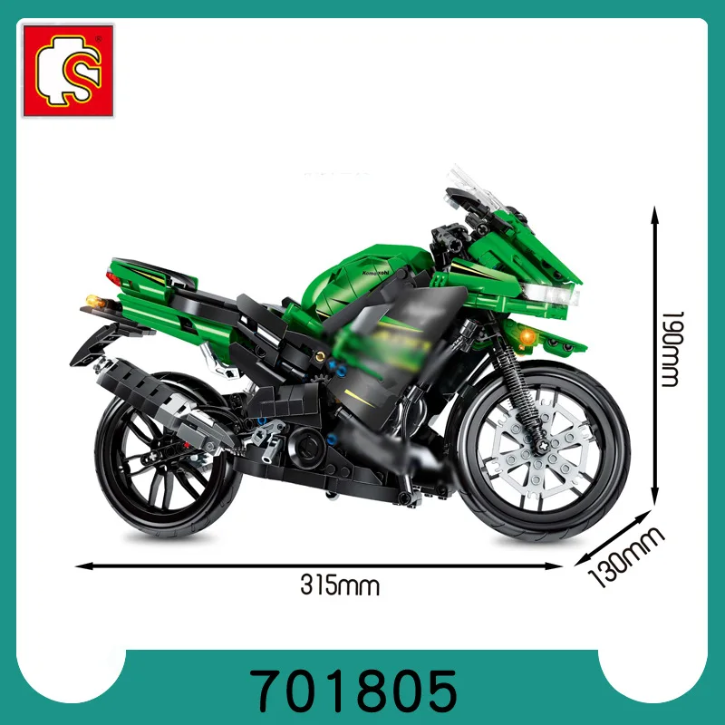 

701805 Jaeger Hurricane Ninja 400 Green Motorcycle Building Block Model Children's Educational Assembling Toy