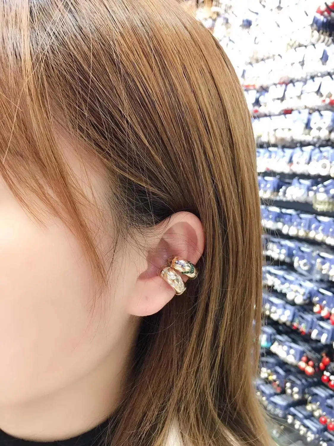 

Colorful Geometric Zirconia Personality Ear Clip Female Fashion Jewelris Single