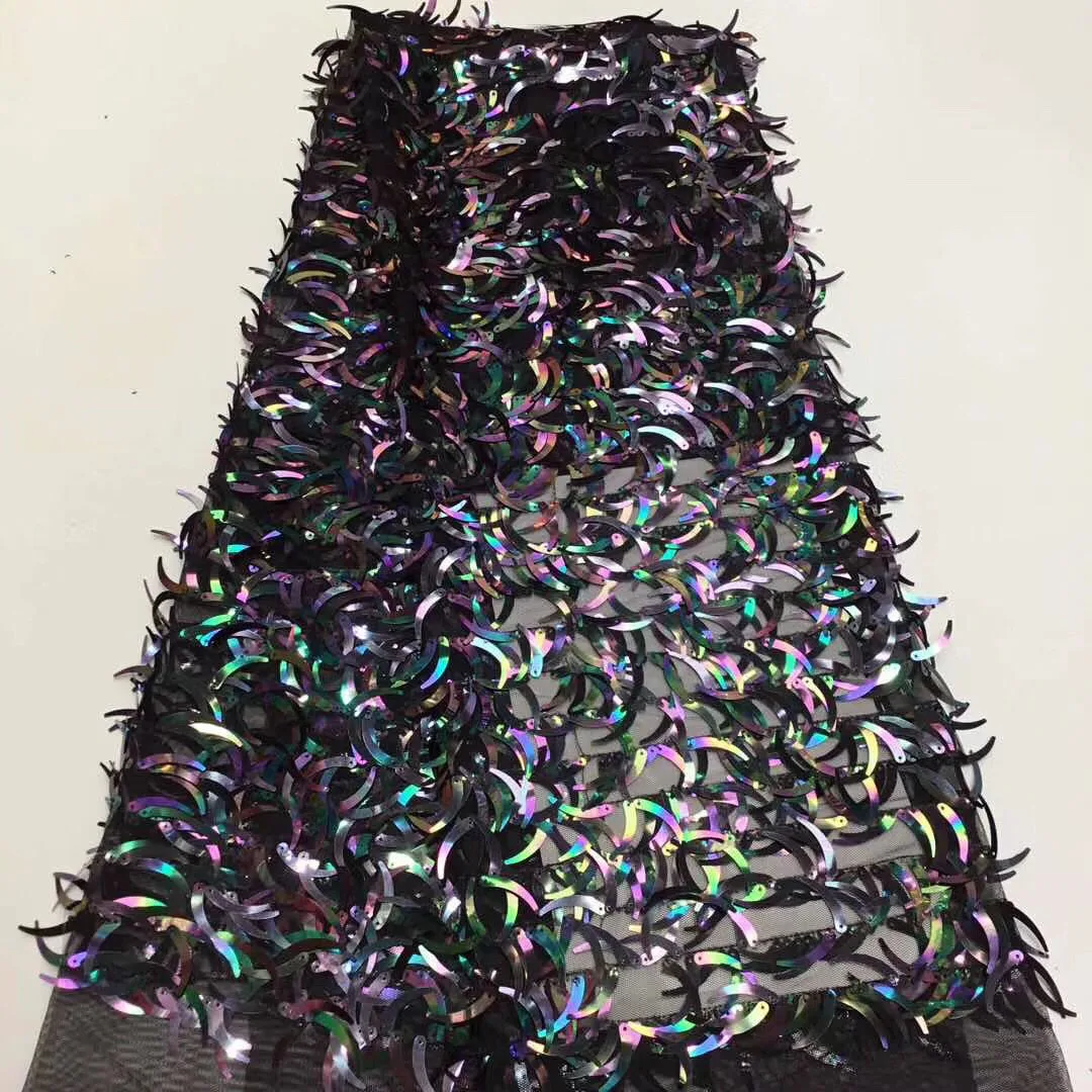 Multi Color Sequin Lace Fabric 2021 African Tulle With Sequins High Quality 3D For Dresses T30961 | Дом и сад