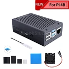 Новый корпус из алюминиевого сплава, металлический чехол, серебристый или черный с радиаторами охлаждающего вентилятора для Raspberry Pi 4B Pi 4 Model B