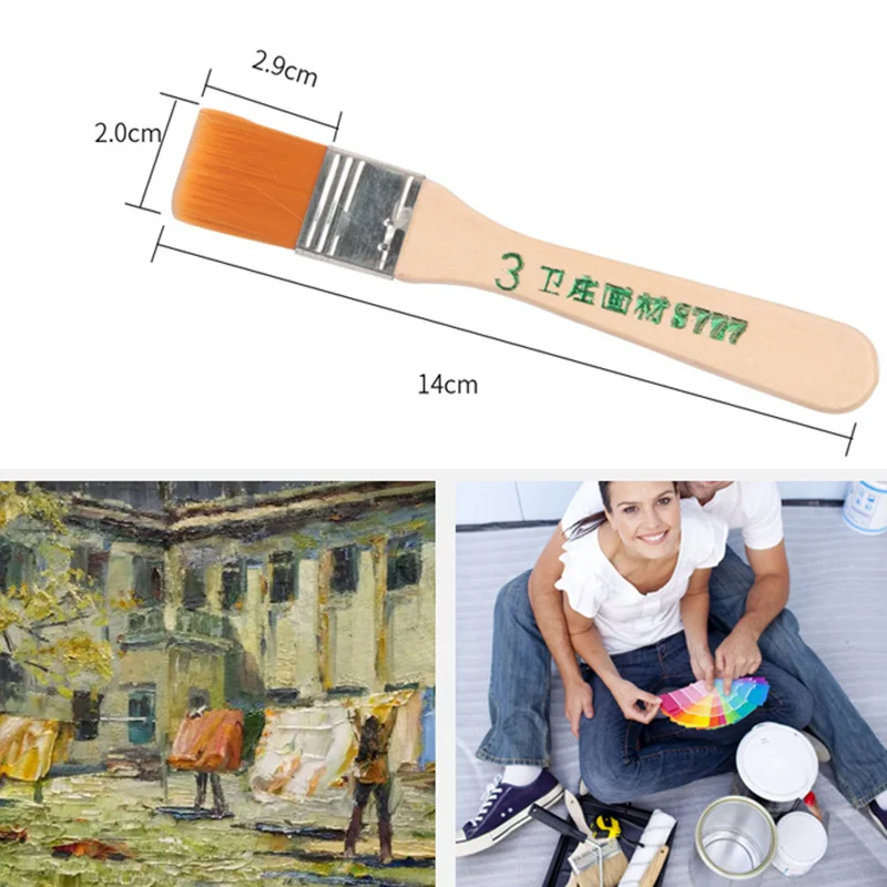 

CN High Quality Nylon Paint Brush Different Size Wooden Handle Watercolor Brushes For Acrylic Oil Painting School Art Supplies