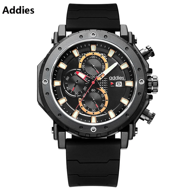 2021 Addies Luxury Men Watches Luminous Fashion Military Sport Chronograph Quartz watch For Man Relogio Masculino Waterproof 50M