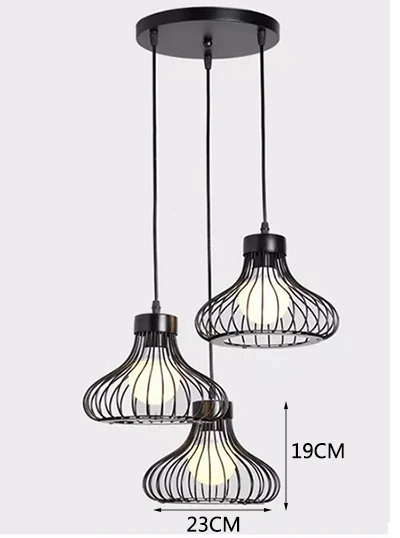 L Disc plate style Винтаж 3 головы сочетание черный Кованое железо подвесной светильник E27 220V 110V свет для кухни гостиной спальни коридор, Ресторан - Цвет корпуса: L Disc plate style