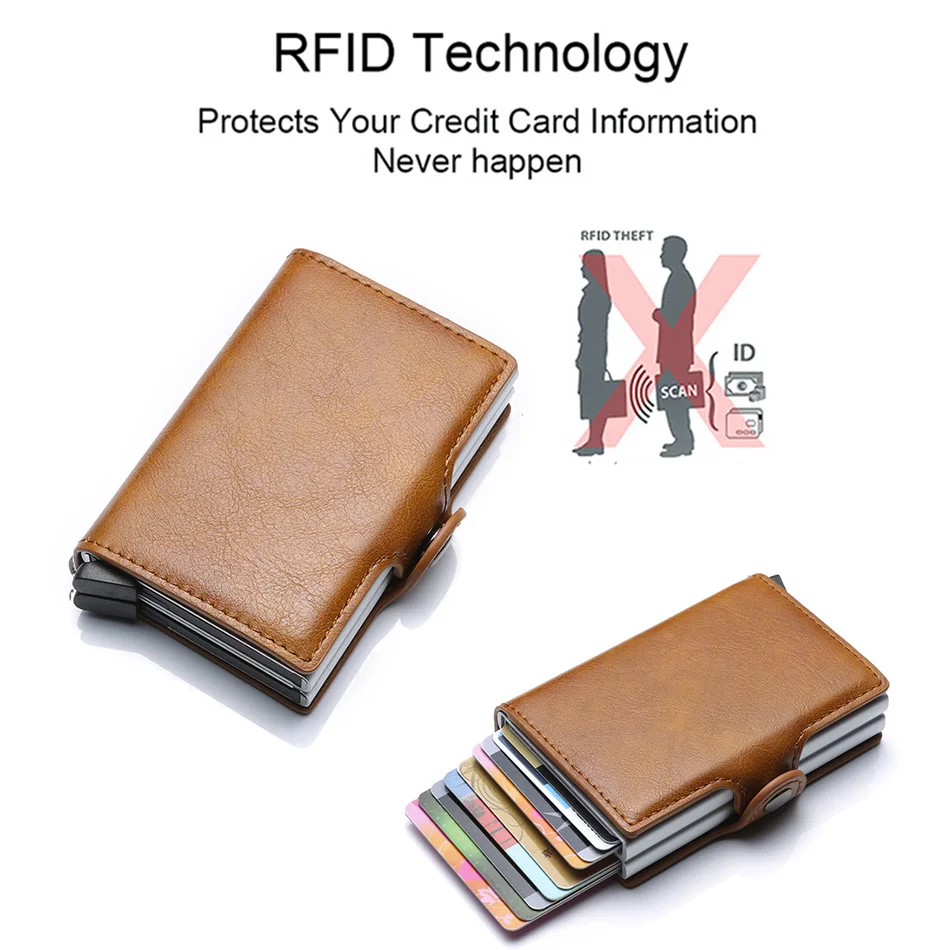 Rfid Блокировка защита для мужчин id кредитный держатель для карт кошелек кожаный металлический алюминиевый бизнес-чехол для банковских карт кредитница
