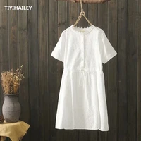 tiyihailey free shipping fashion cotton embroidery cutout one piece short mini white dresses a line dress short sleeve japaness