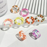 2021 resin fruit ring set metal geometric irregular open rings for women korea colorful fashion ring set party wedding jewelry