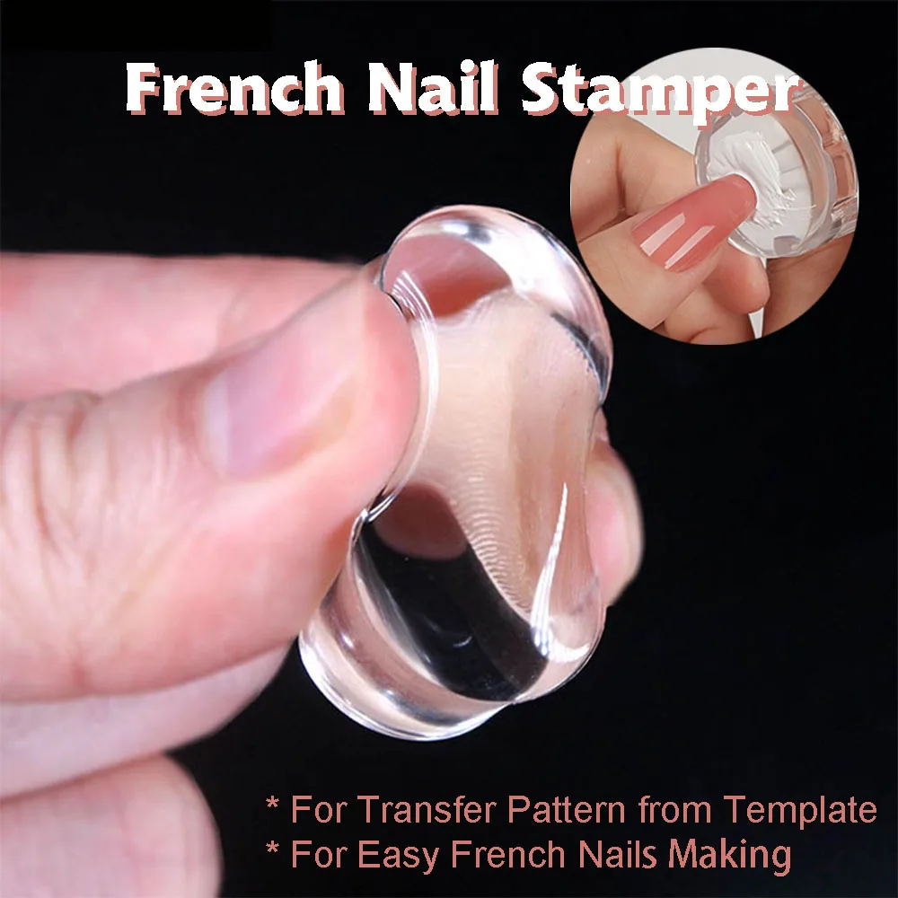 

French Nail Stamp Round Silicone Transparent Soft Head Nail Stamp Polish Print Transfer Nail Art Tools DIY Template Stamping