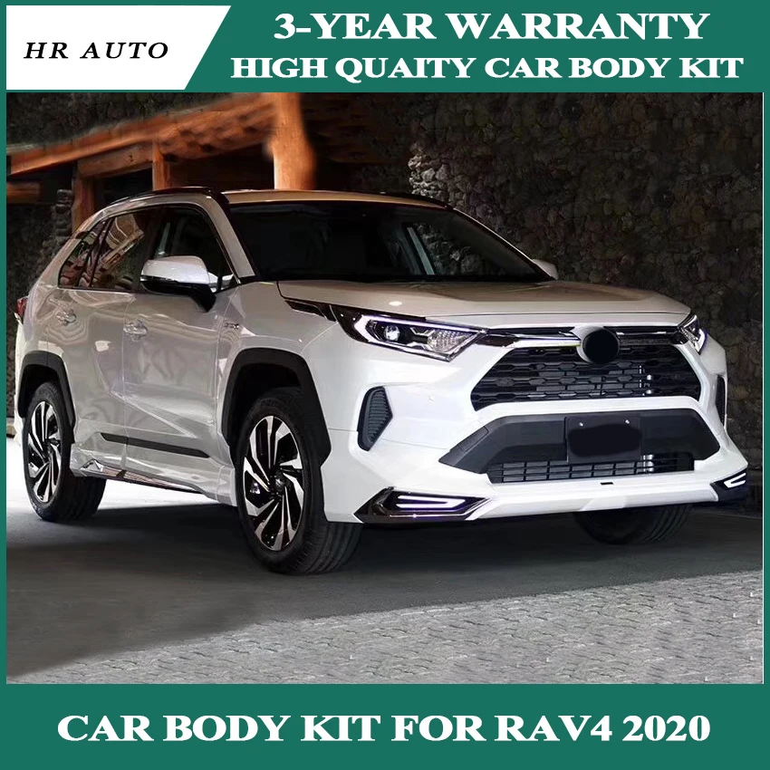 Комплект передних и задних бамперов для Toyota Rav4 для новых rav4 с дневным светильник DRL боковая юбка с рисунком