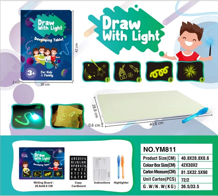 Kids Boys Girls Draw With Light Fun And Developing Toy Drawing Board Magic Toys Learning Education Hot | Игрушки и хобби