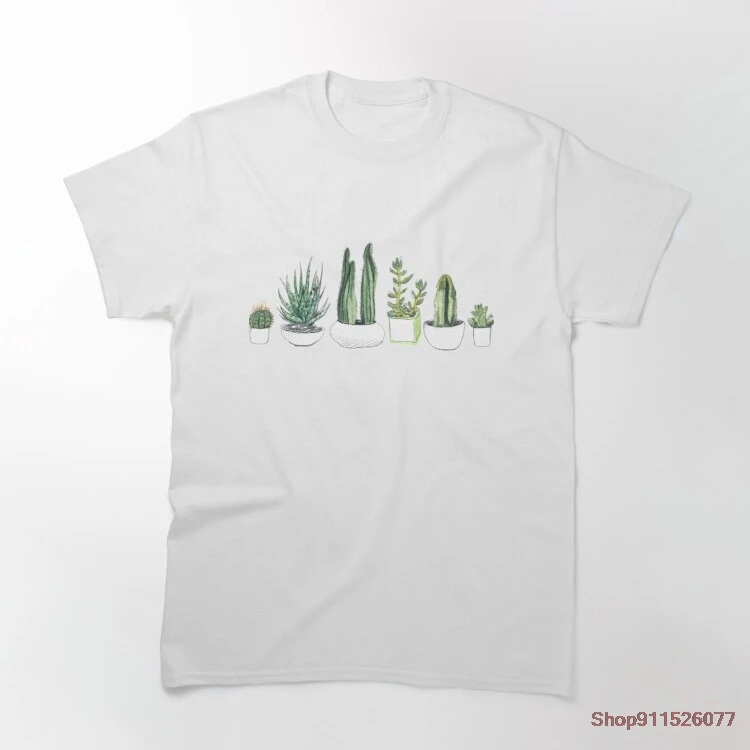 

Мужские футболки с акварельными кактусами и суккулентами, модная футболка с круглым вырезом и коротким рукавом, летняя футболка tshir