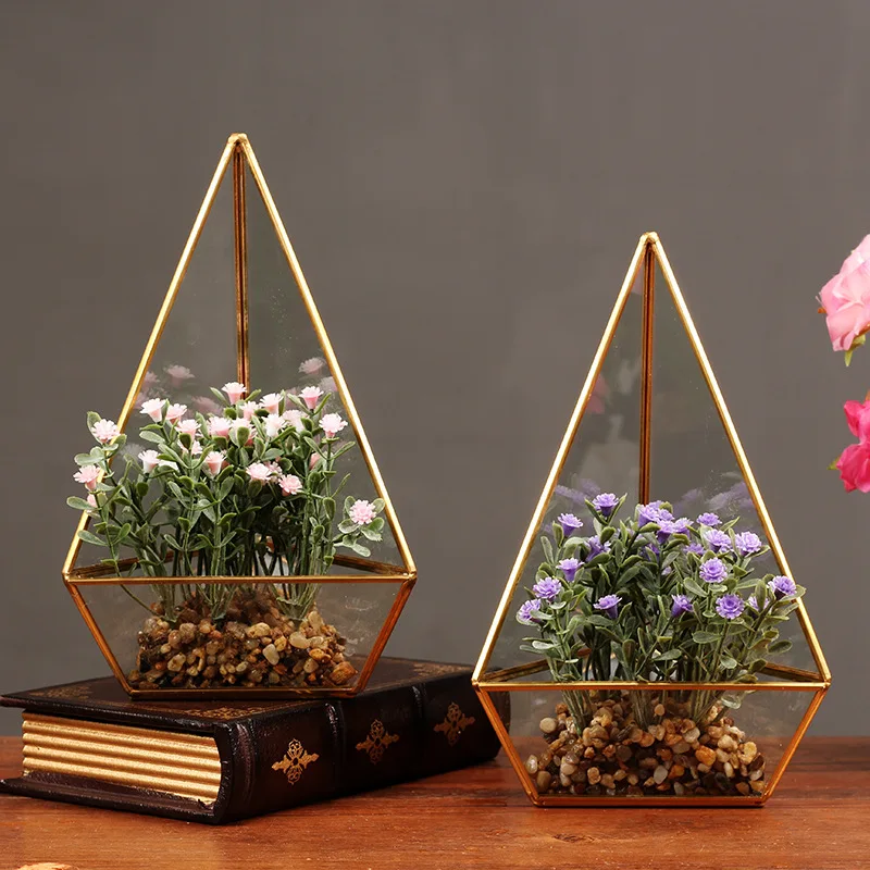 

Geometric Glass Cover Simulation Flower House Micro Landscape Decoration Creativity Living Room Dining Room TV Cabinet