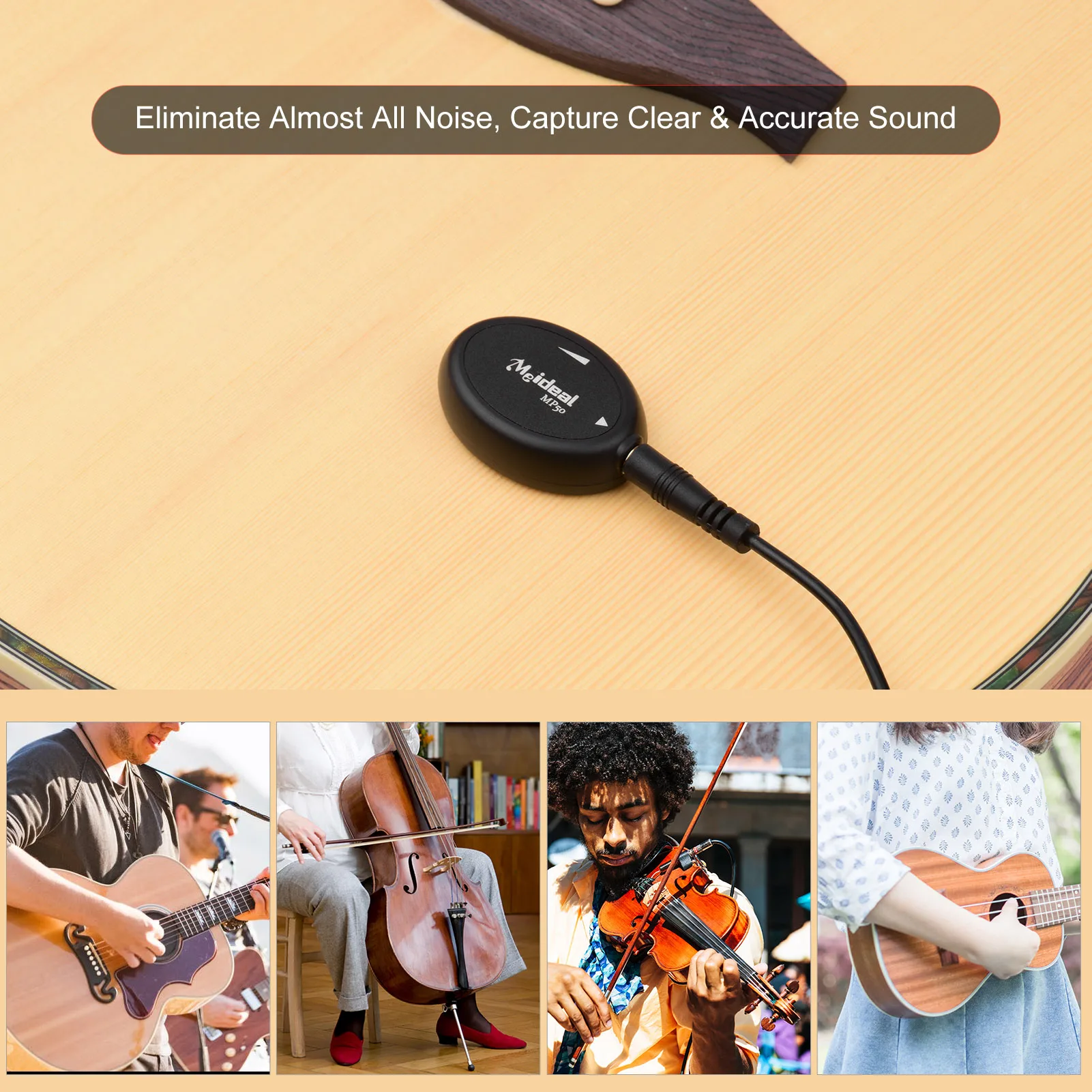 

Adhesive Instrument Pickup with 1/4 inch Jack 3.0M Cable Guitar Pickup for Guitar Violin Mandolin Ukulele Guitar Accessories