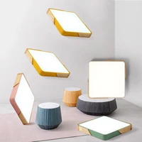 square solid wood nordic macaron creative living room bedroom study led ceiling light