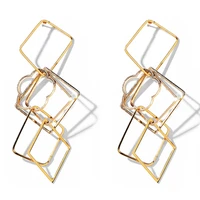 wybu rhomboid shape french wire dangle drop earrings by jewelry geomatric square 3d metal hoop flower drop earing for women gift