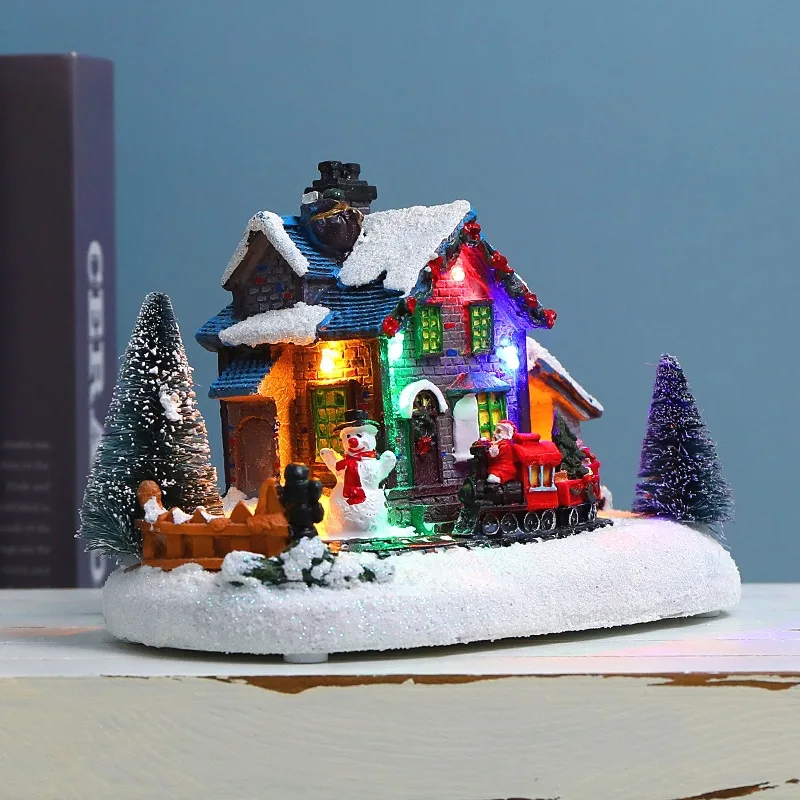 

Рождественское освещение, искусственная смола, зимний Снежный дом, пейзаж, светящаяся хижина, украшение, новогодний подарок для праздника, ...