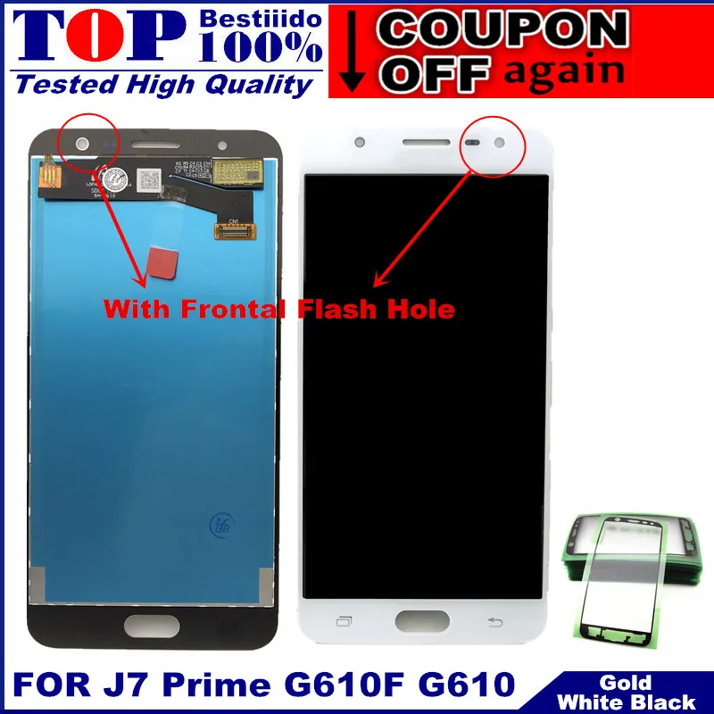 Сменный ЖК дисплей с фронтальной вспышкой для samsung Galaxy J7 Prime G610 G610F кодирующий