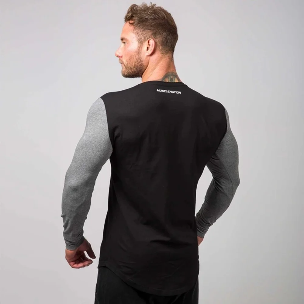 _ Спортивная хлопковая футболка для бега Мужская тренажерного зала и фитнеса в