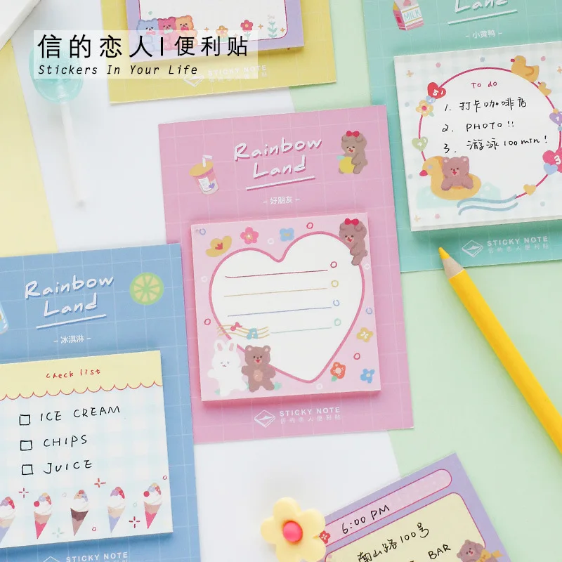 Angelhere 30 шт./лот Kawaii Memo Pad прекрасный мультфильм N Times липкая заметка красочные милые