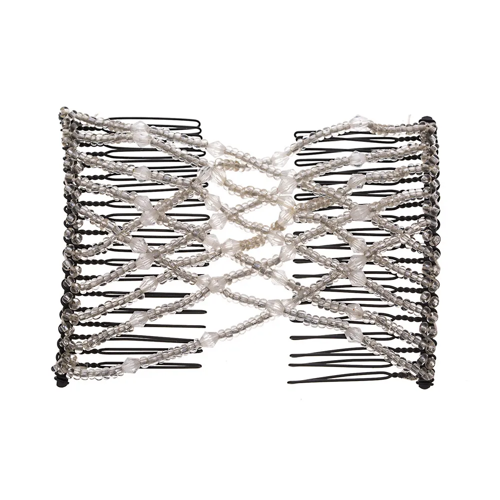 

Lovef Hair Combs with Elastic - Double Comb for Thick, Curly, Kinky Hair - Put Your Hair Up in Seconds with No Damage Comfy UpDo