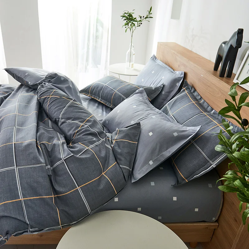 Комплект постельного белья для мужчин Серый Покрывало пододеяльник плоский лист