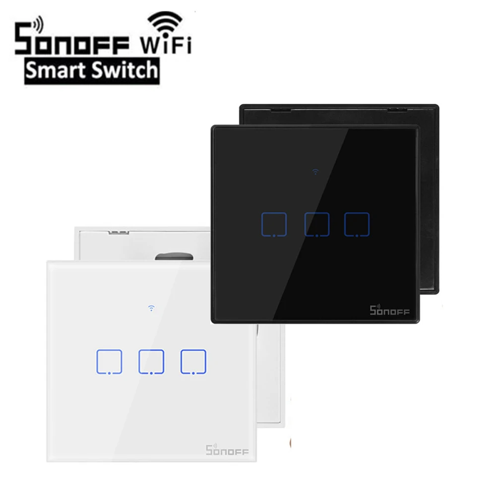 Интеллектуальный выключатель света Sonoff TX T2/T3 EU/UK Smart WiFi RF 433/приложение/сенсорное управление настенный выключатель света 1/2/3 Gang 86 Тип настенный сенсорный переключатель умный дом пульт дистанционного управления