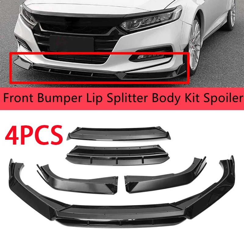 

Glossy Black Car Front Bumper Splitter Lip Body Kit Spoiler Diffuser Guard Strip For Honda Accord 10th Gen Sport 2018 2019 2020