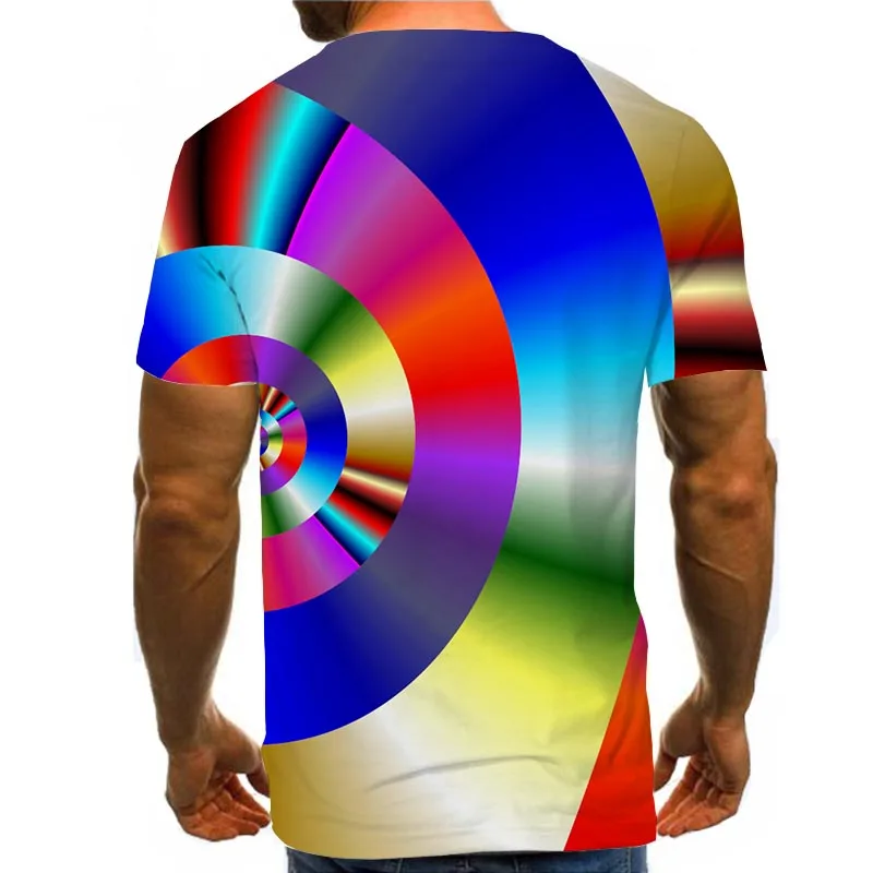 

Men Graphic T Shirts Round Neck 3D Print Short Sleeve Daily Tops Rainbow Abstract Tees