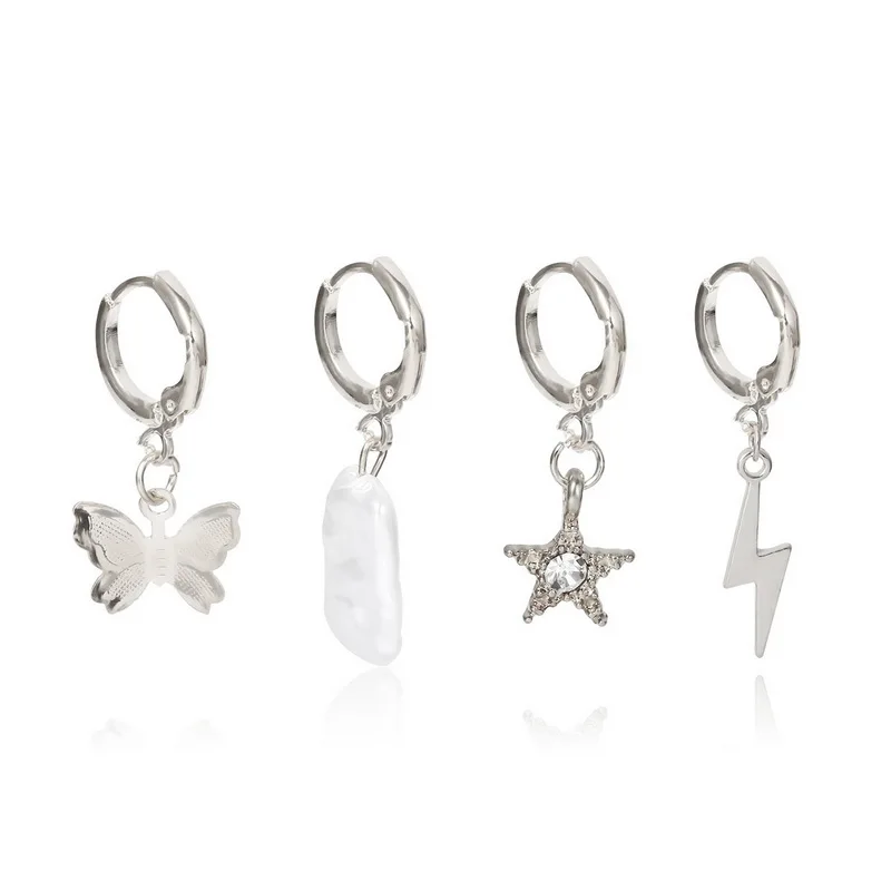 Новые модные висячие серьги со стразами буквами звездами бабочками Женские